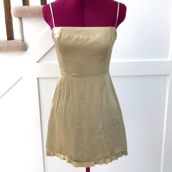 Wilfred Aritzia Skye Golden Mini Dress Size 4 - Picture 2 of 12